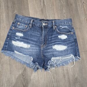 Aeropostale Women's Ripped Blue Denim Shorts size 8